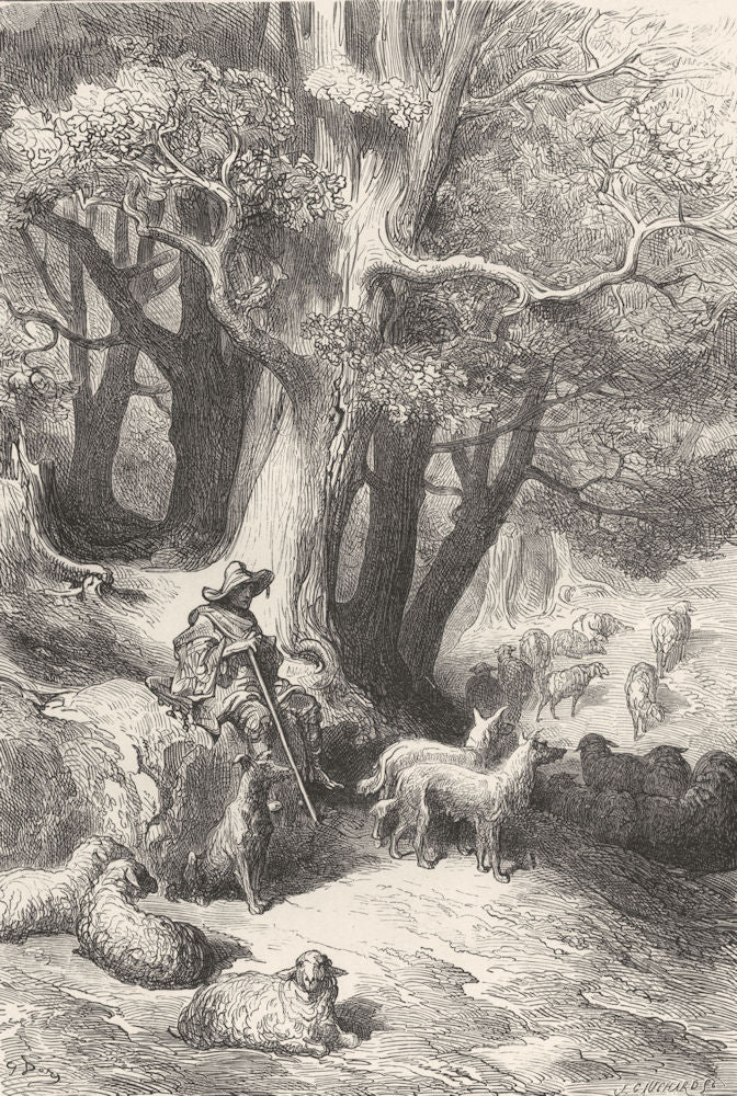 SPAIN. A shepherd of Estremadura 1881 old antique vintage print picture